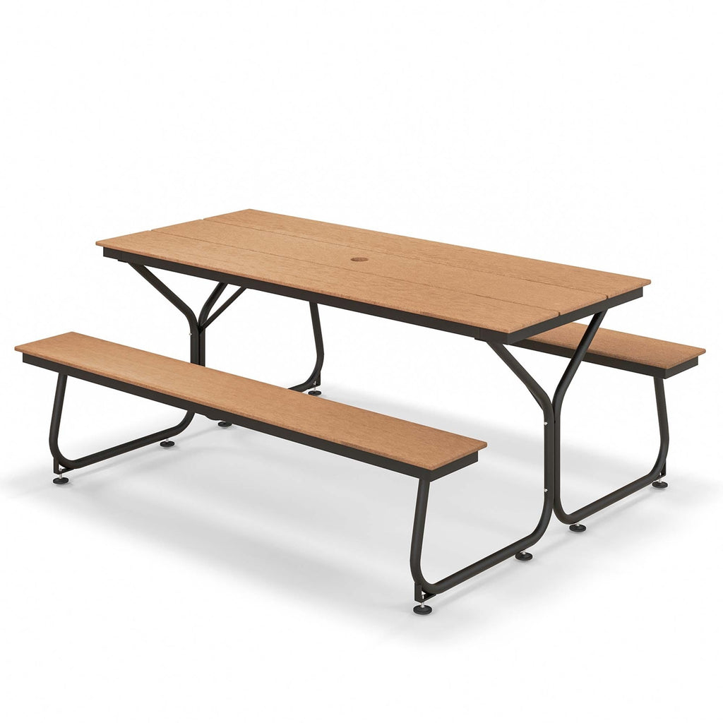 Ensemble table de pique-nique et banc Costway 6 pieds en PEHD robuste pour extérieur - Voir les détails
