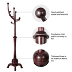 Porte-manteau autoportant en bois d'hévéa avec 8 crochets - 24,5 L x 70,87 H