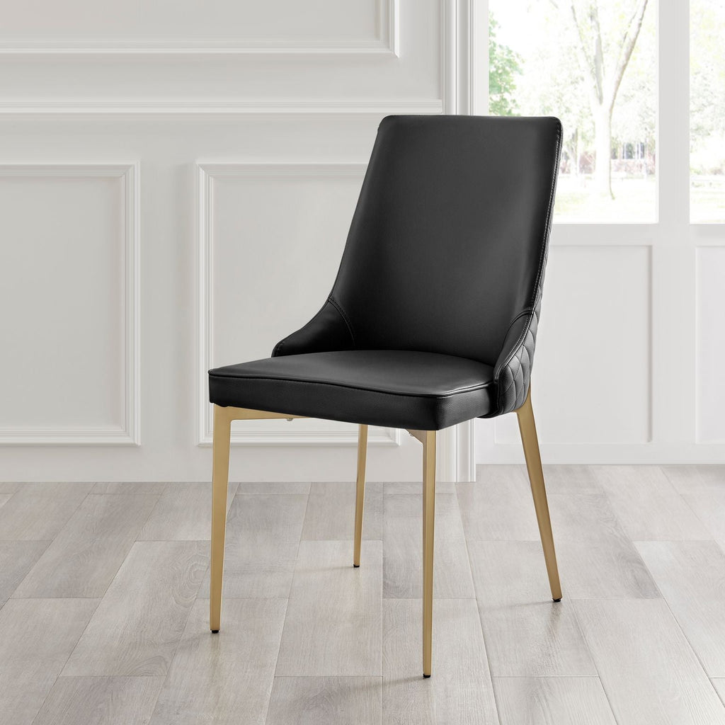 Table extensible en céramique noire effet marbre avec 4 chaises en similicuir noir