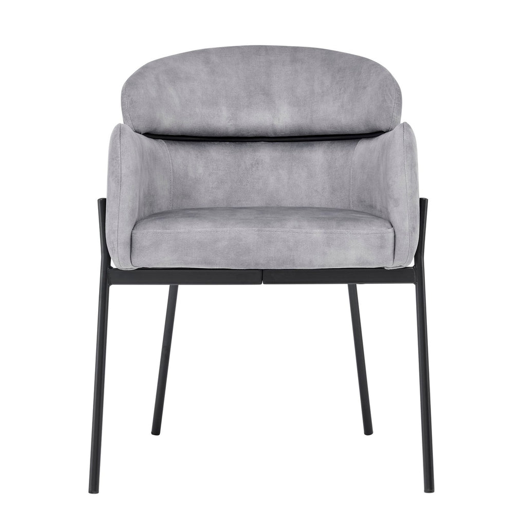 Chaise de salle à manger Liang en velours gris avec cadre noir
