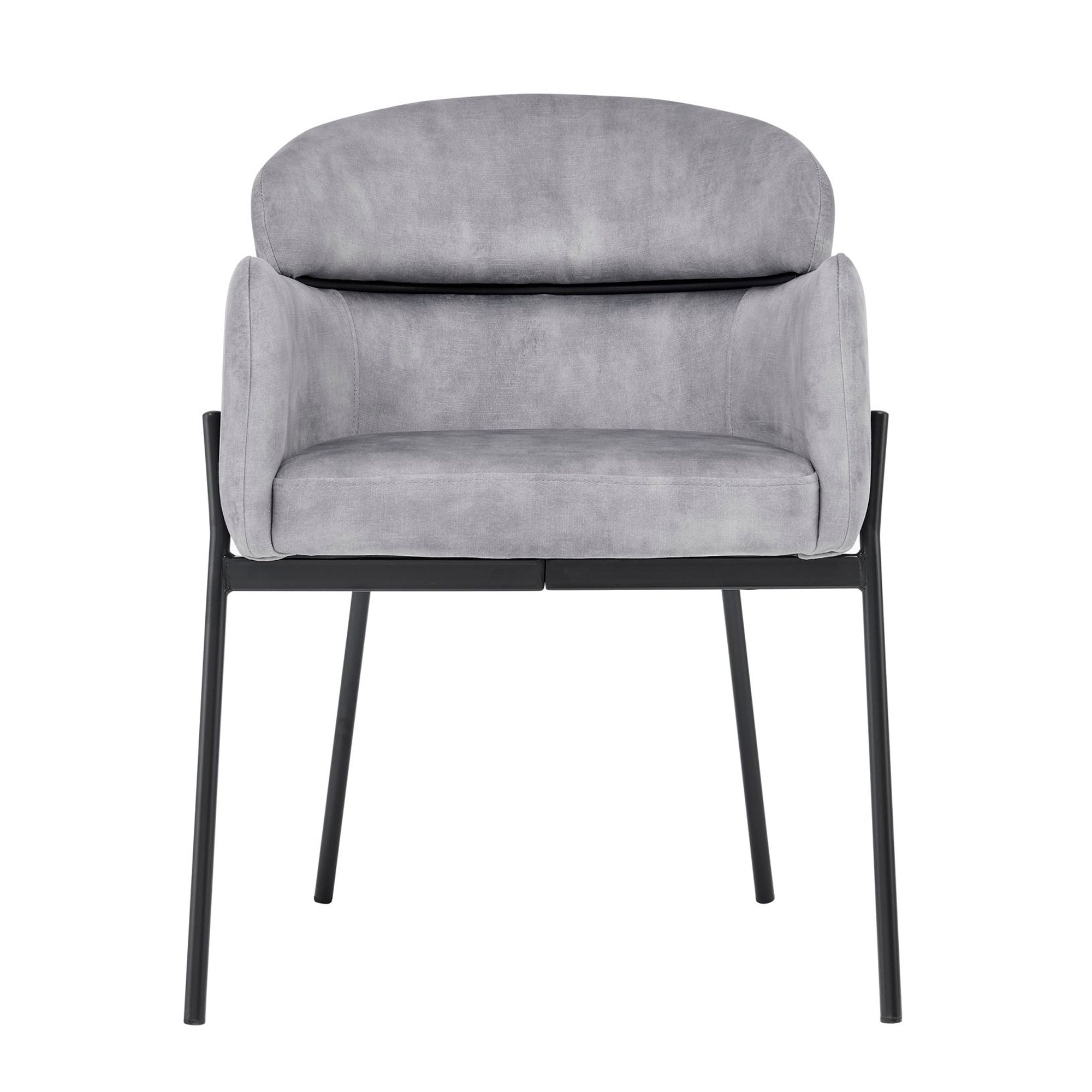 Chaise de salle à manger Liang en velours gris avec cadre noir