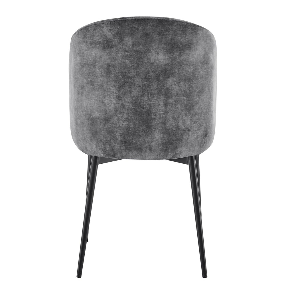 Chaise de salle à manger incurvée en velours gris Capri avec pieds noirs