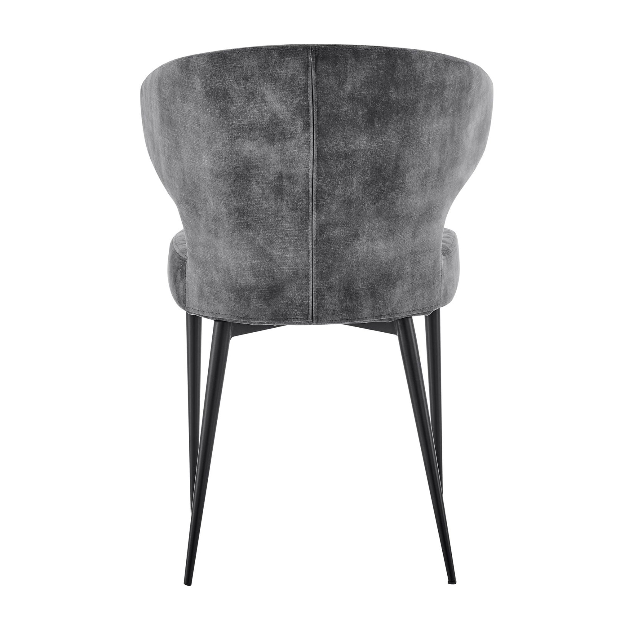 Chaise de salle à manger Levi en velours gris avec pieds noirs matelassés