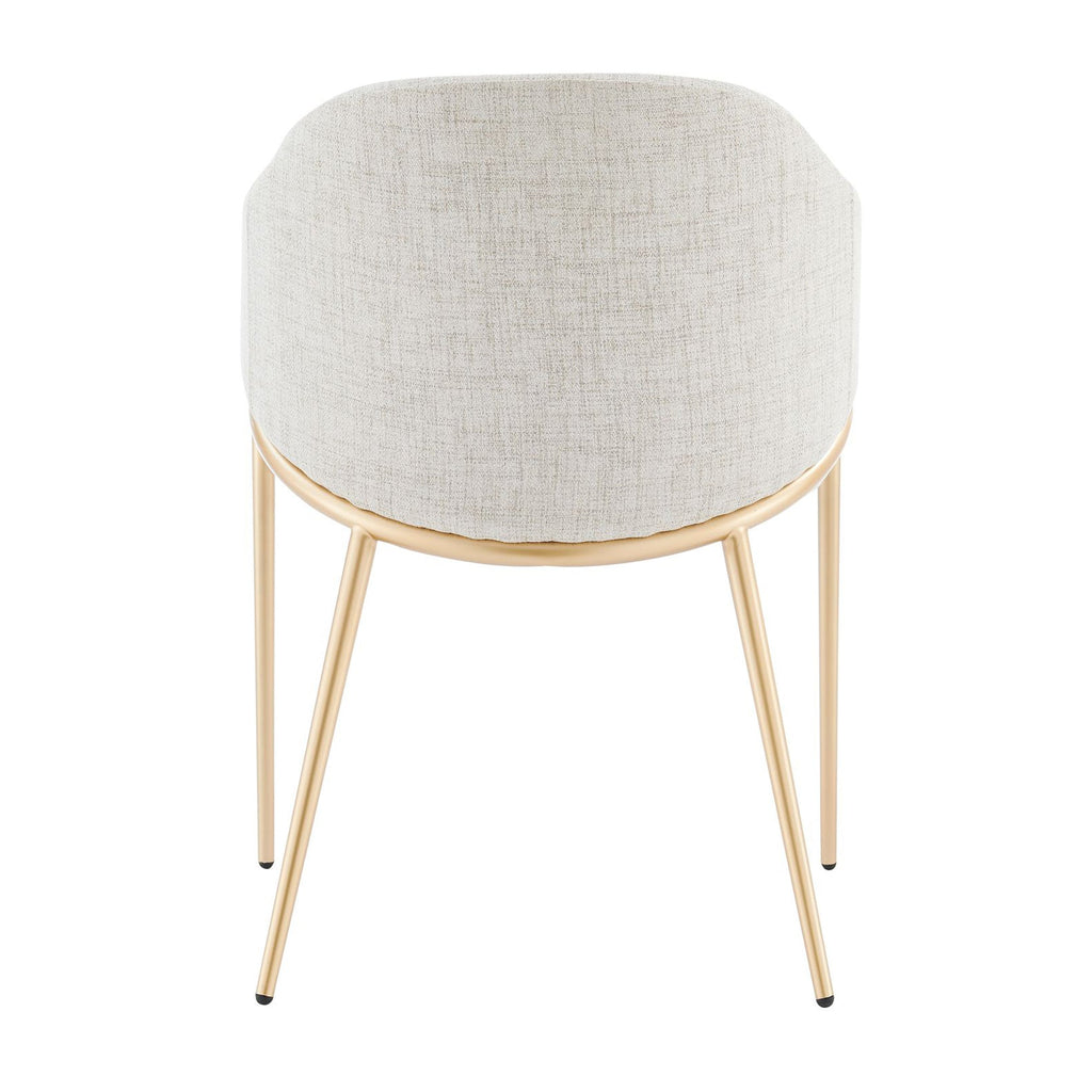 Chaise de salle à manger Alice en lin beige clair neutre avec cadre doré