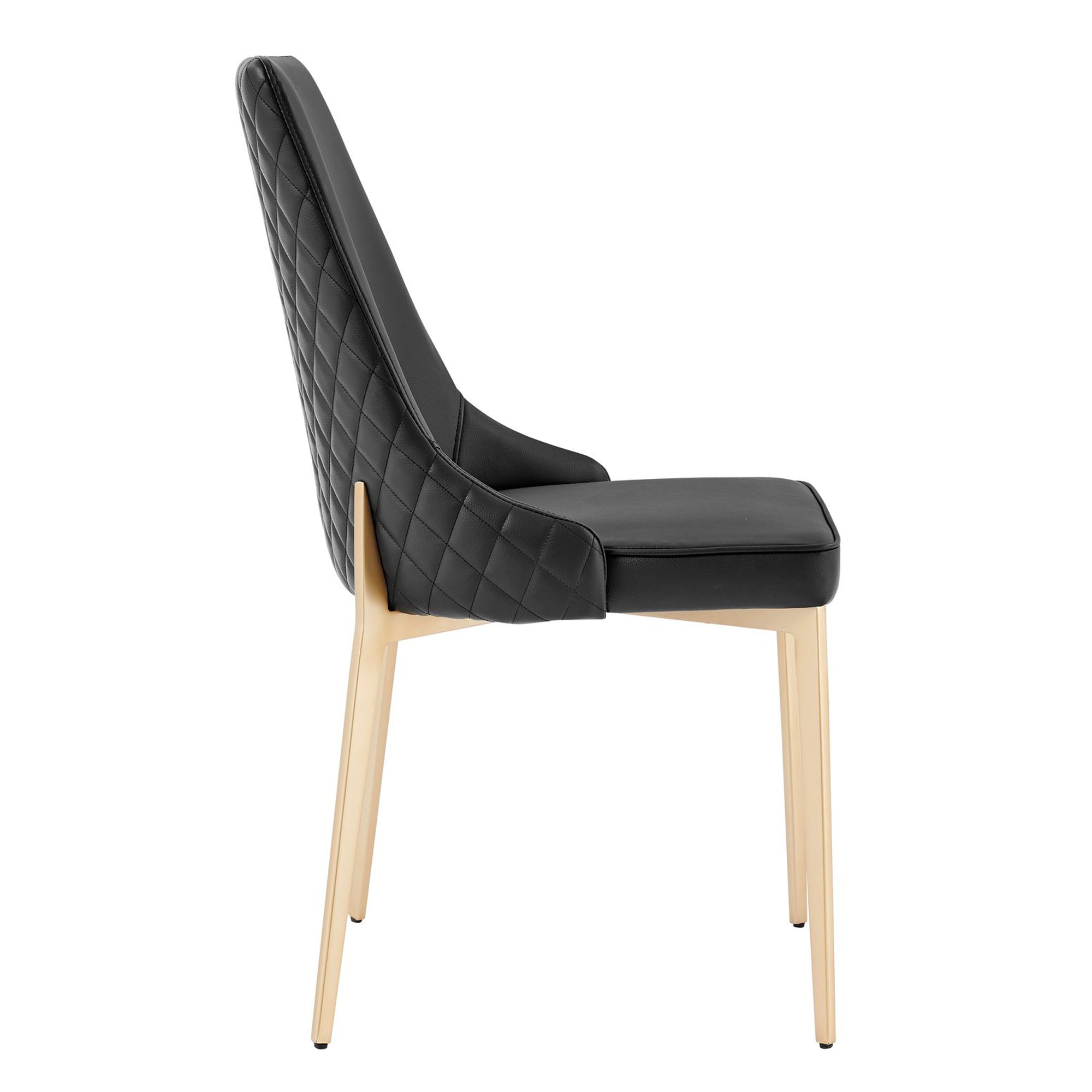 Chaise de salle à manger noire Jade en similicuir avec pieds dorés