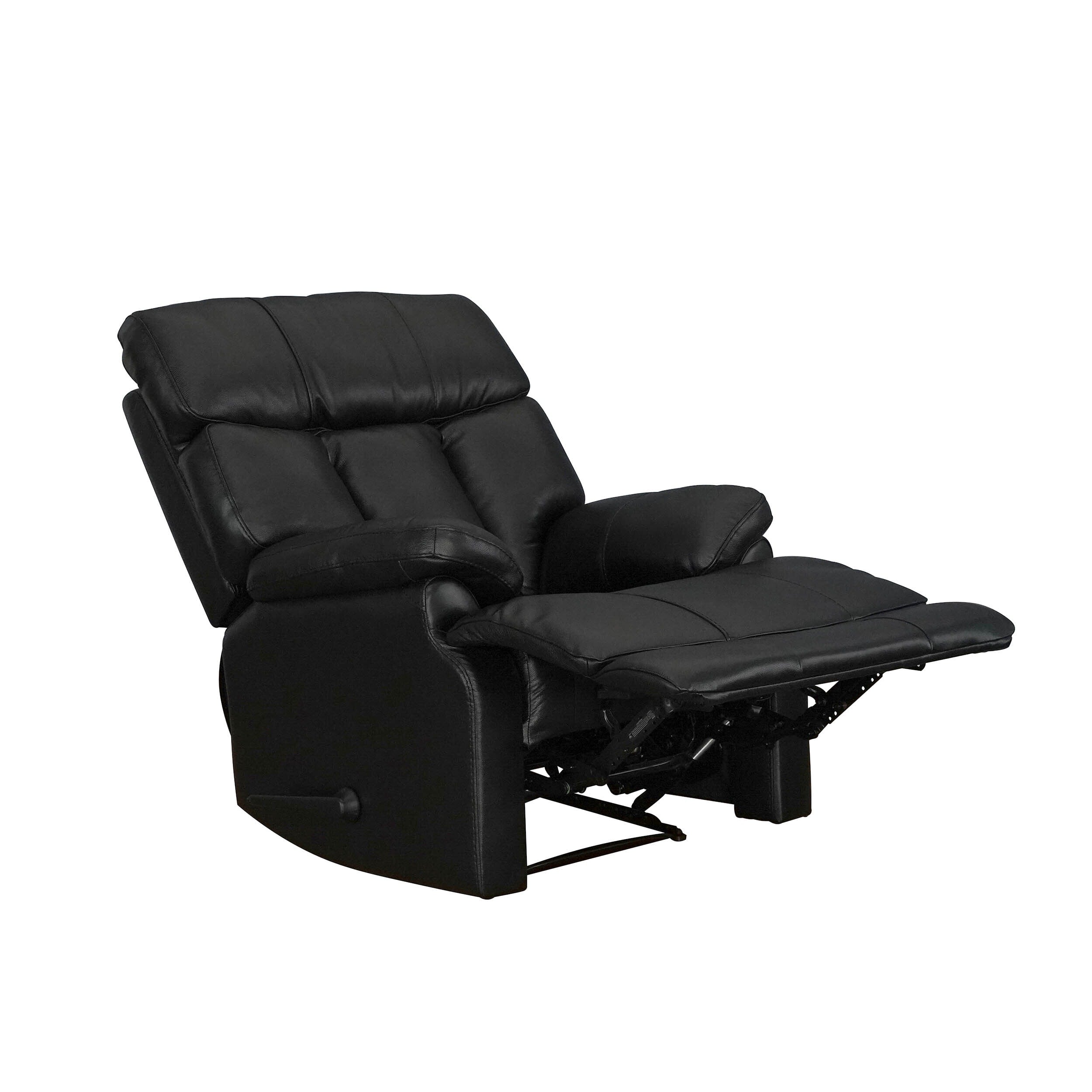 Fauteuil inclinable manuel extensible avec repose-pieds en cuir véritable marron de qualité supérieure Davin