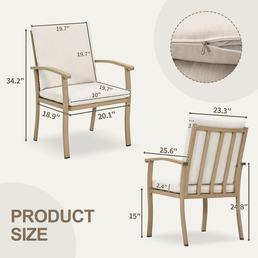 Ensemble de salle à manger de patio en aluminium EGEIROS LIFE AluLux 9 pièces avec 2 chaises pivotantes, 6 chaises et coussins lavables