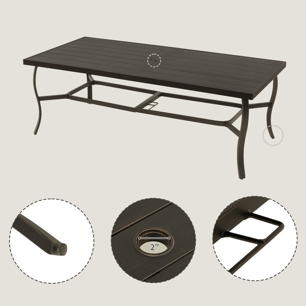 Ensemble de salle à manger de patio en aluminium EGEIROS LIFE AluLux 9 pièces avec 2 chaises pivotantes, 6 chaises et coussins lavables