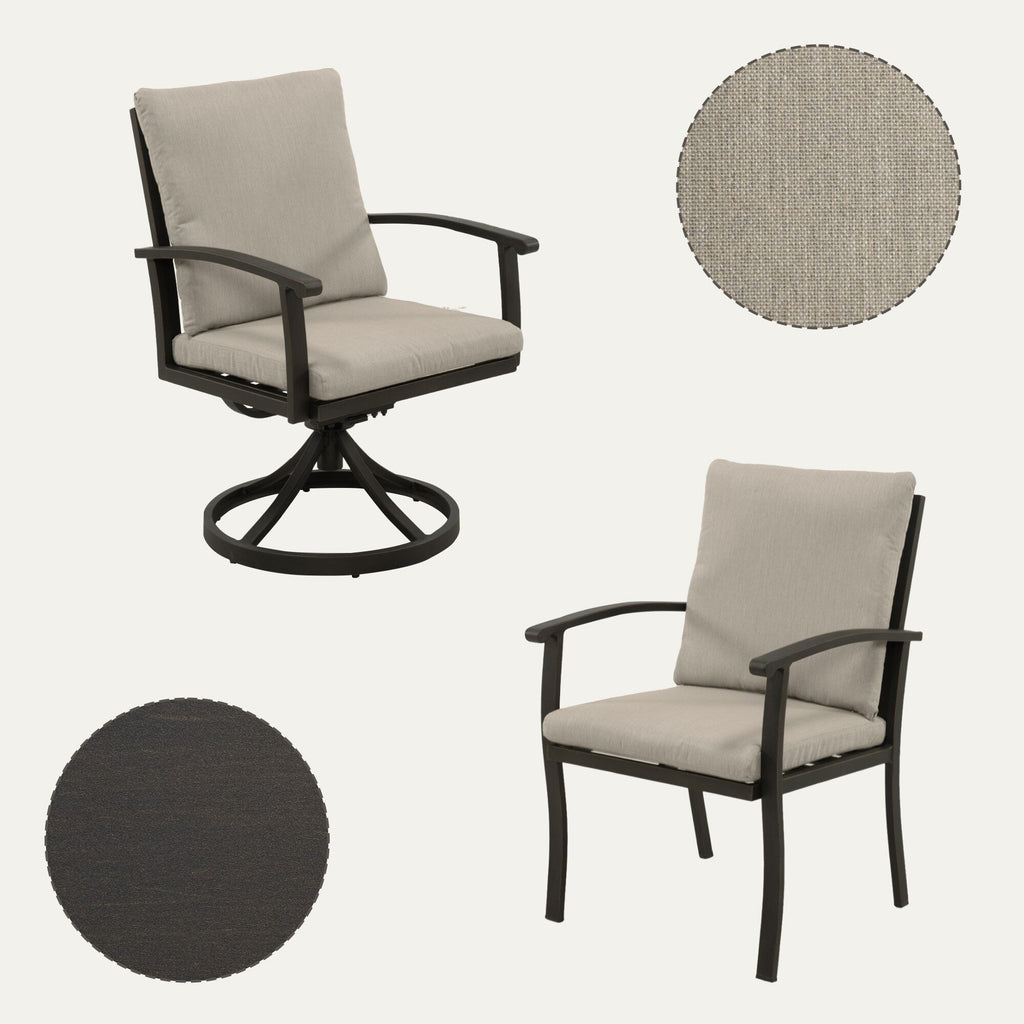 Ensemble de salle à manger de patio en aluminium EGEIROS LIFE AluLux 9 pièces avec 2 chaises pivotantes, 6 chaises et coussins lavables