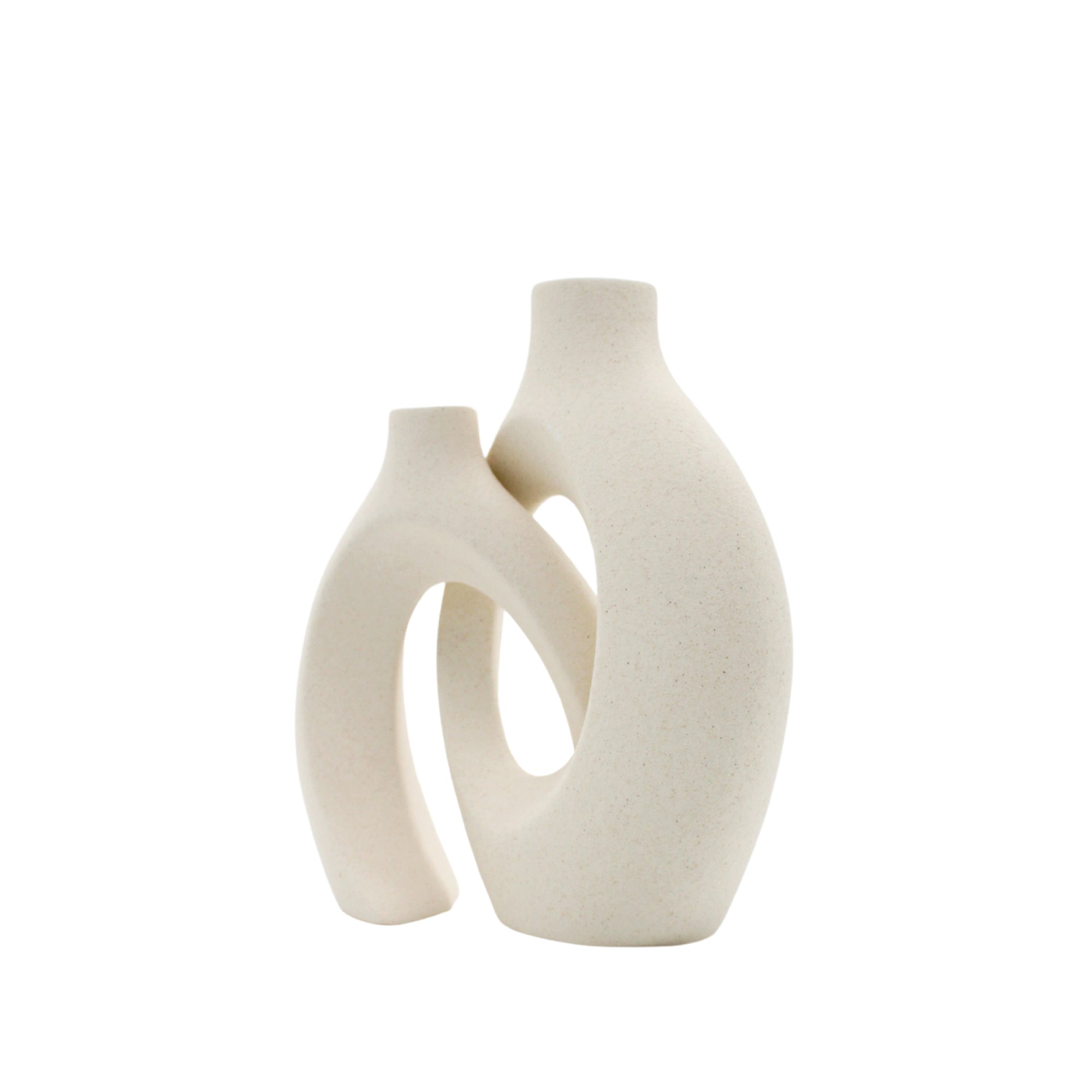 Vase décoratif en céramique blanche 2 pièces