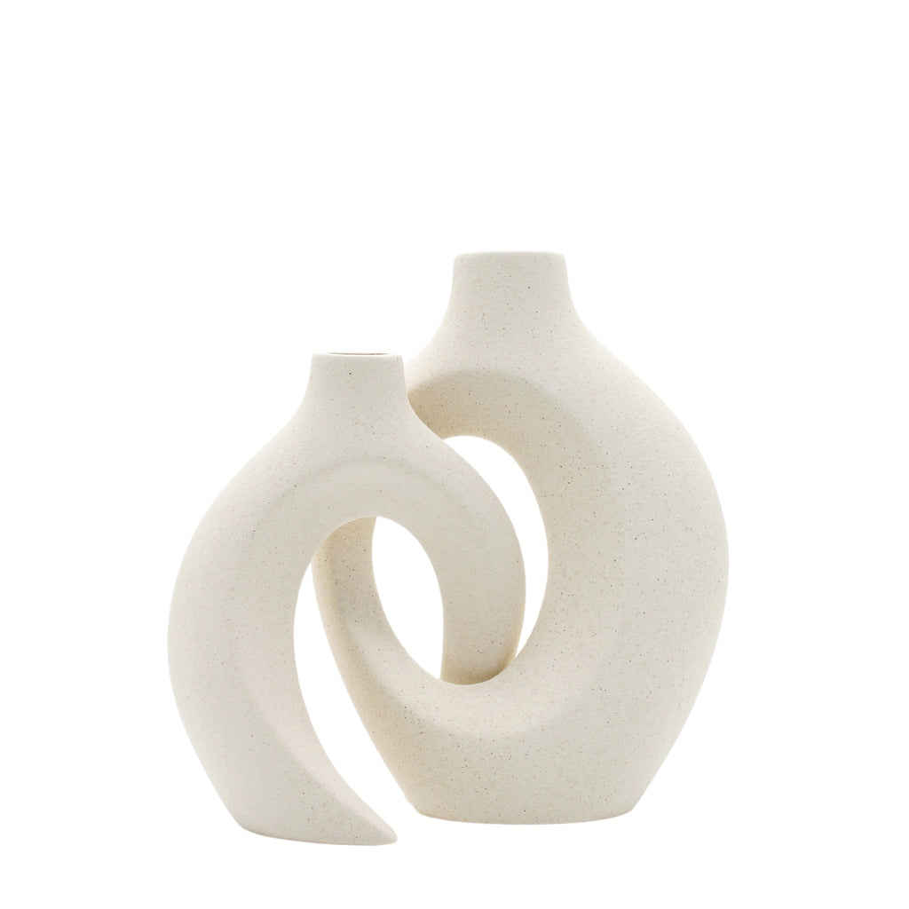 Vase décoratif en céramique blanche 2 pièces