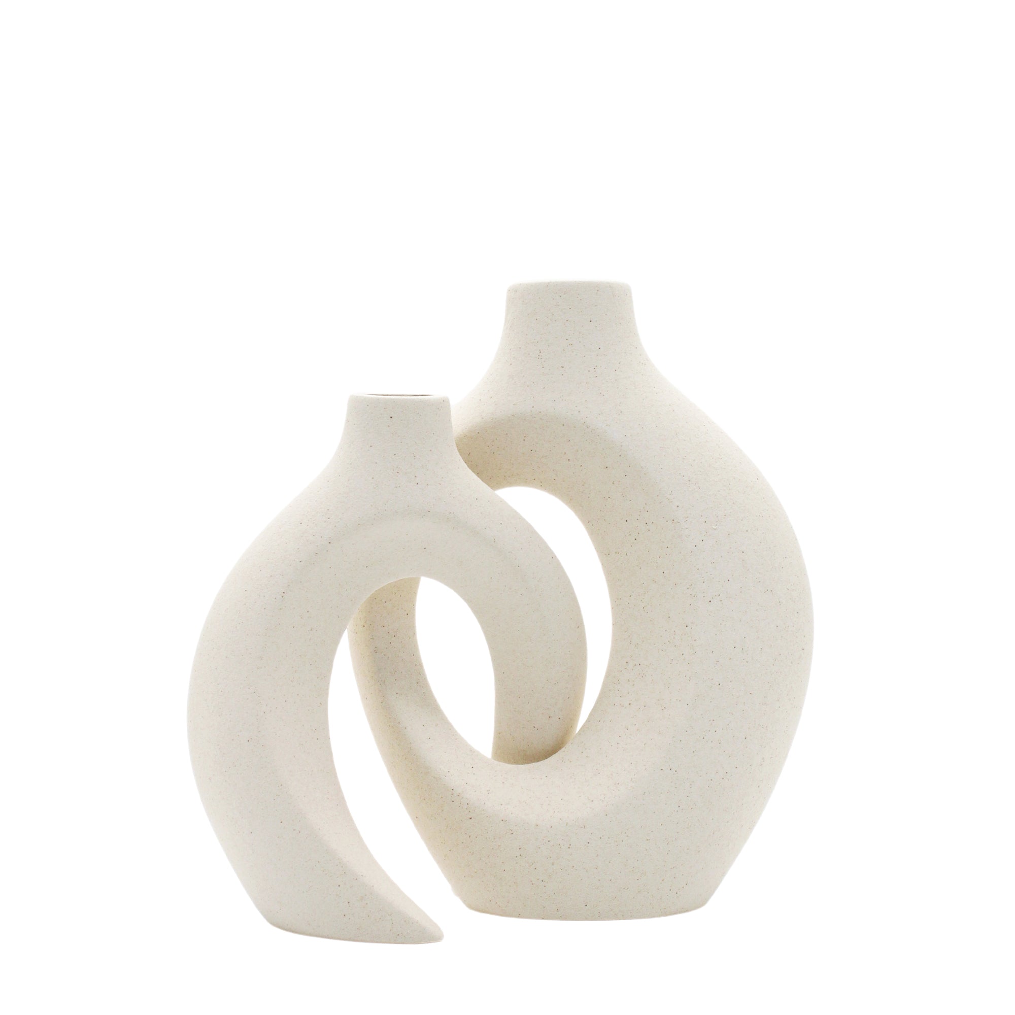 Vase décoratif en céramique blanche 2 pièces