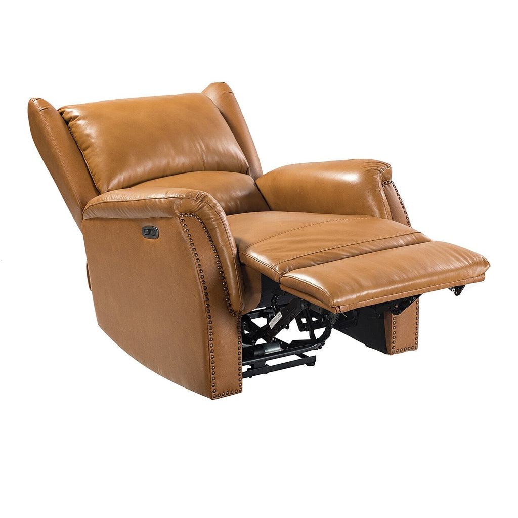 Fauteuil inclinable électrique en cuir véritable Eduardo avec port USB, lot de 2
