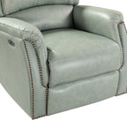 Fauteuil inclinable électrique en cuir véritable Eduardo avec port USB, lot de 2