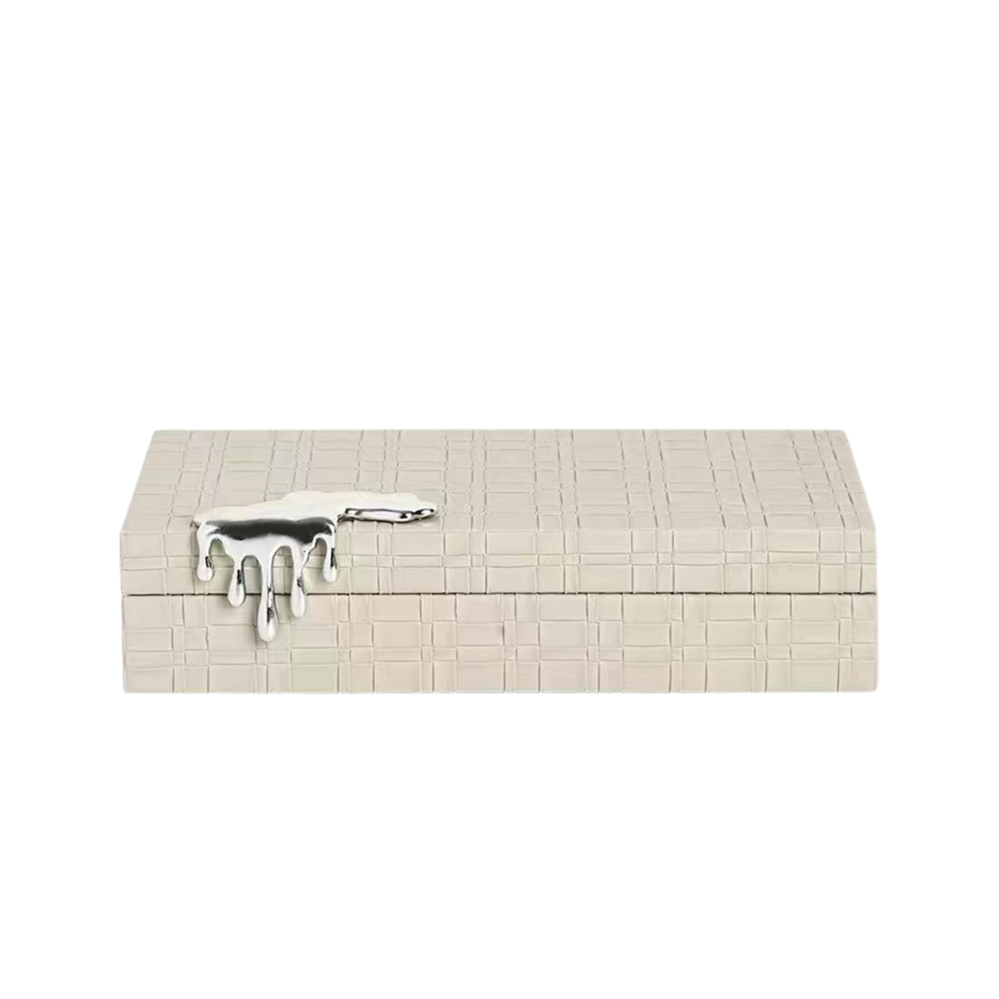 Petite boîte à bijoux en similicuir crème avec boucle effet goutte