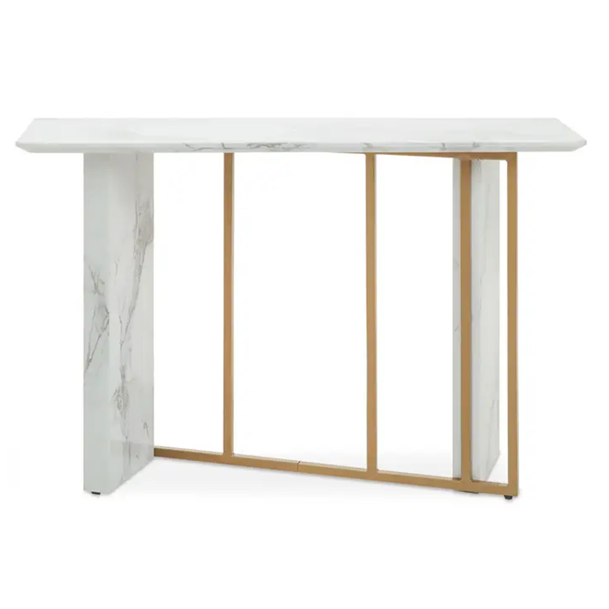 Console effet faux marbre blanc et doré EX DISPLAY