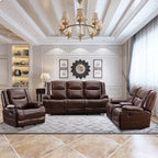 Ensemble de canapés inclinables manuels en cuir véritable de style moderne du milieu du siècle