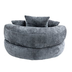 Canapé poire simple gris surdimensionné en chenille de 42,52 pouces avec trois oreillers pour chambre à coucher