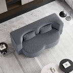 Canapé-lit convertible en tissu Teddy gris 78 pouces, garni de mousse, avec 2 oreillers et matelas pliant pour le salon