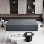 Canapé-lit convertible en tissu Teddy gris 78 pouces, garni de mousse, avec 2 oreillers et matelas pliant pour le salon