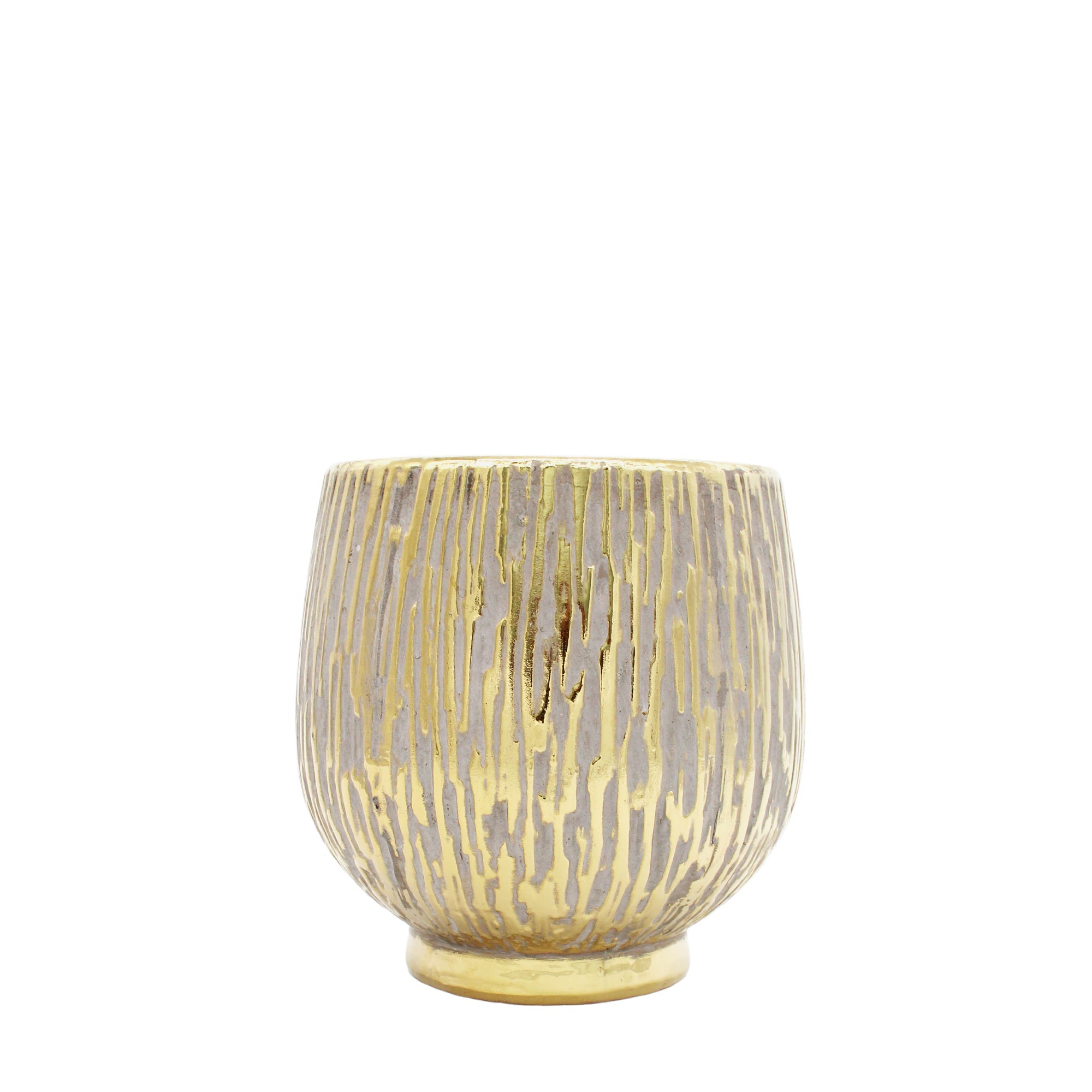Vase rond blanc et doré