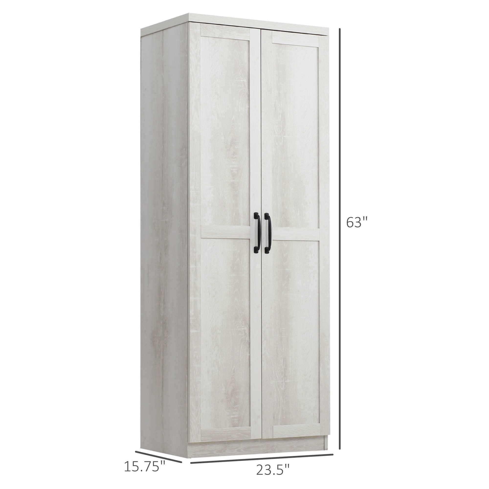 HOMCOM 63 Garde-manger de cuisine à 2 portes, meuble de rangement indépendant avec étagères à 5 niveaux et 2 étagères réglables pour salle à manger