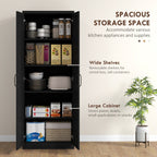 HOMCOM 63 Garde-manger de cuisine à 2 portes, meuble de rangement indépendant avec étagères à 5 niveaux et 2 étagères réglables pour salle à manger