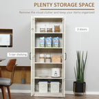 HOMCOM 63 Garde-manger de cuisine à 2 portes, meuble de rangement indépendant avec étagères à 5 niveaux et 2 étagères réglables pour salle à manger