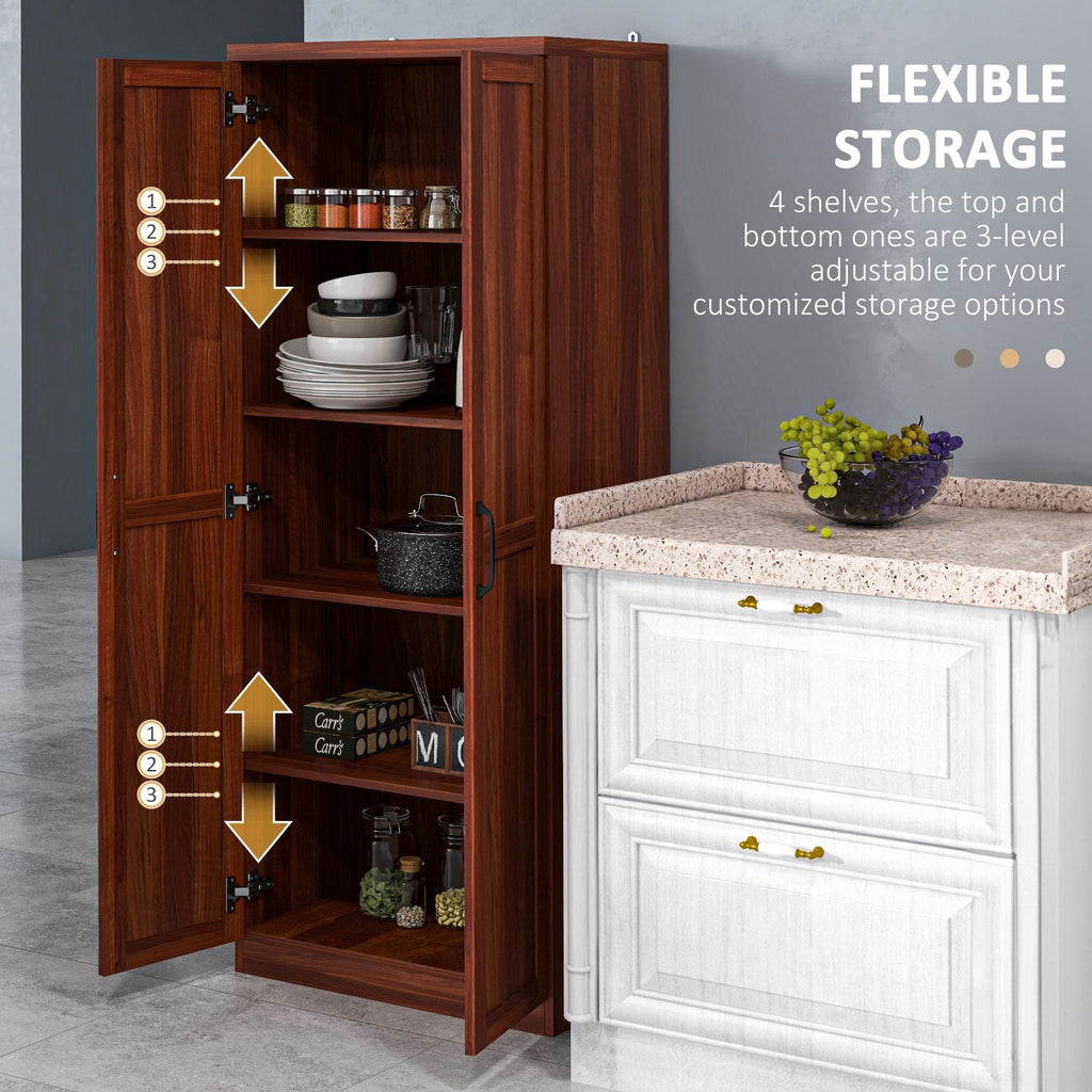 HOMCOM 63 Garde-manger de cuisine à 2 portes, meuble de rangement indépendant avec étagères à 5 niveaux et 2 étagères réglables pour salle à manger