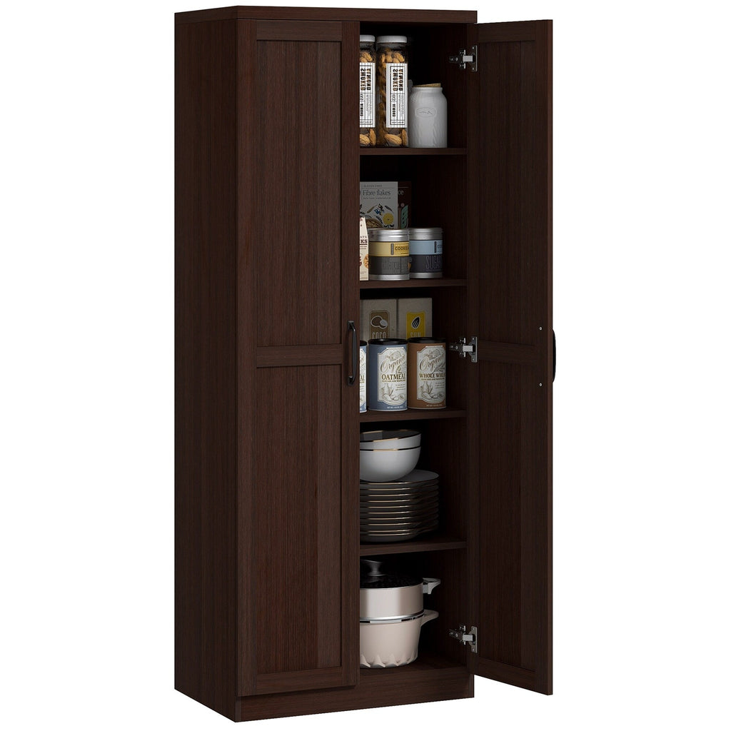HOMCOM 63 Garde-manger de cuisine à 2 portes, meuble de rangement indépendant avec étagères à 5 niveaux et 2 étagères réglables pour salle à manger