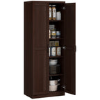 HOMCOM 63 Garde-manger de cuisine à 2 portes, meuble de rangement indépendant avec étagères à 5 niveaux et 2 étagères réglables pour salle à manger