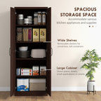 HOMCOM 63 Garde-manger de cuisine à 2 portes, meuble de rangement indépendant avec étagères à 5 niveaux et 2 étagères réglables pour salle à manger
