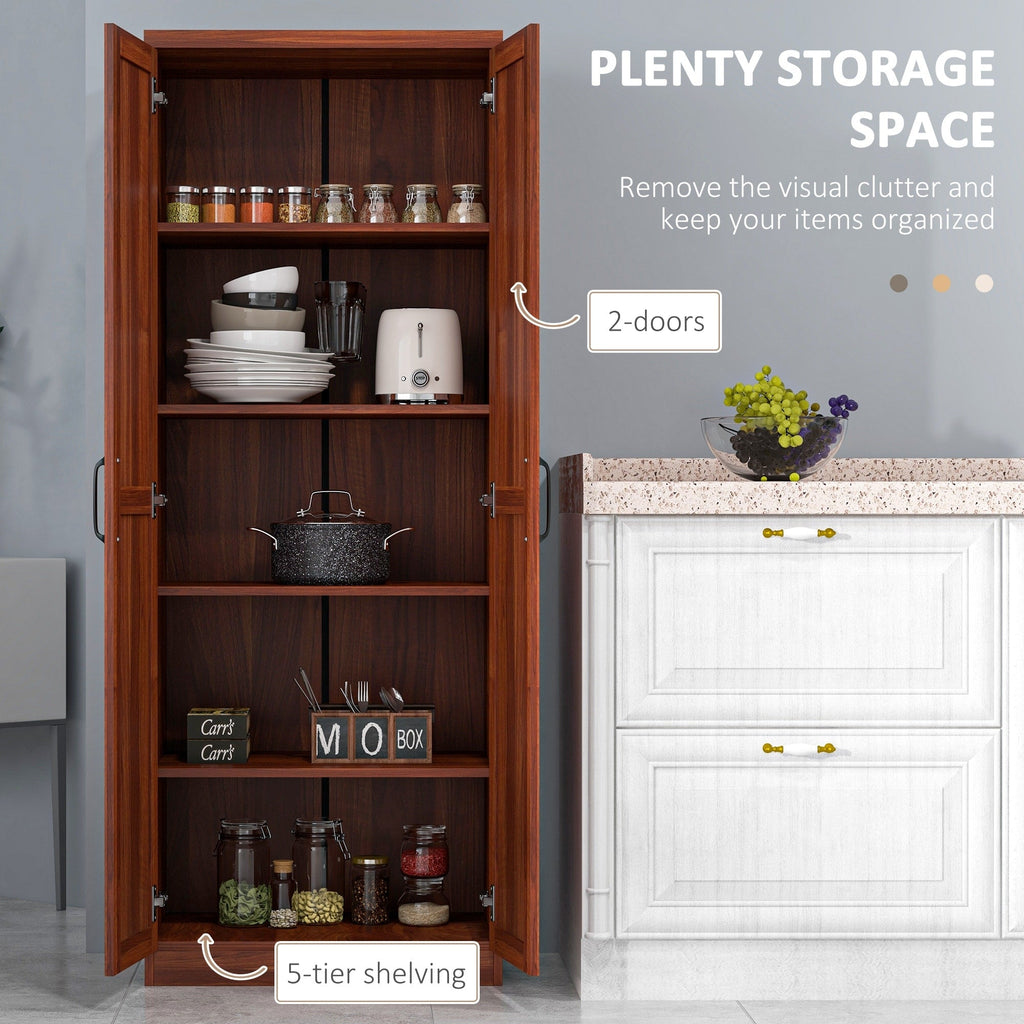 HOMCOM 63 Garde-manger de cuisine à 2 portes, meuble de rangement indépendant avec étagères à 5 niveaux et 2 étagères réglables pour salle à manger