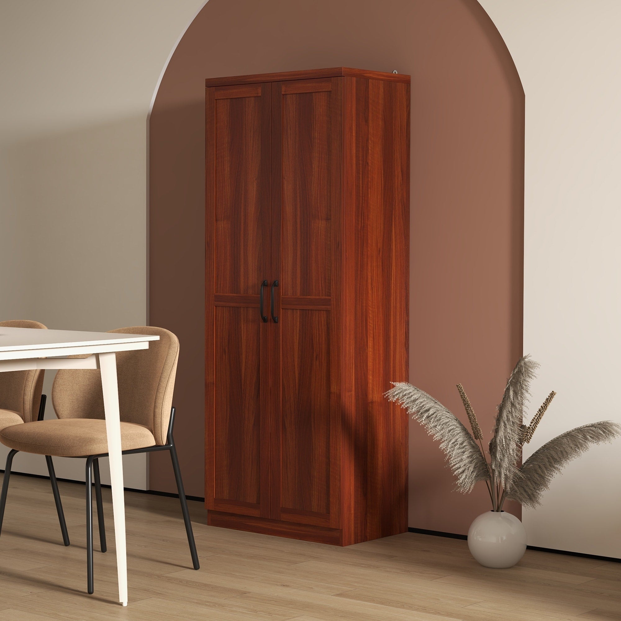 HOMCOM 63 Garde-manger de cuisine à 2 portes, meuble de rangement indépendant avec étagères à 5 niveaux et 2 étagères réglables pour salle à manger