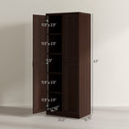 HOMCOM 63 Garde-manger de cuisine à 2 portes, meuble de rangement indépendant avec étagères à 5 niveaux et 2 étagères réglables pour salle à manger
