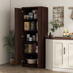 HOMCOM 63 Garde-manger de cuisine à 2 portes, meuble de rangement indépendant avec étagères à 5 niveaux et 2 étagères réglables pour salle à manger