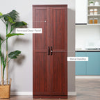 HOMCOM 63 Garde-manger de cuisine à 2 portes, meuble de rangement indépendant avec étagères à 5 niveaux et 2 étagères réglables pour salle à manger