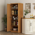 HOMCOM 63 Garde-manger de cuisine à 2 portes, meuble de rangement indépendant avec étagères à 5 niveaux et 2 étagères réglables pour salle à manger
