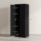 HOMCOM 63 Garde-manger de cuisine à 2 portes, meuble de rangement indépendant avec étagères à 5 niveaux et 2 étagères réglables pour salle à manger