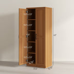 HOMCOM 63 Garde-manger de cuisine à 2 portes, meuble de rangement indépendant avec étagères à 5 niveaux et 2 étagères réglables pour salle à manger