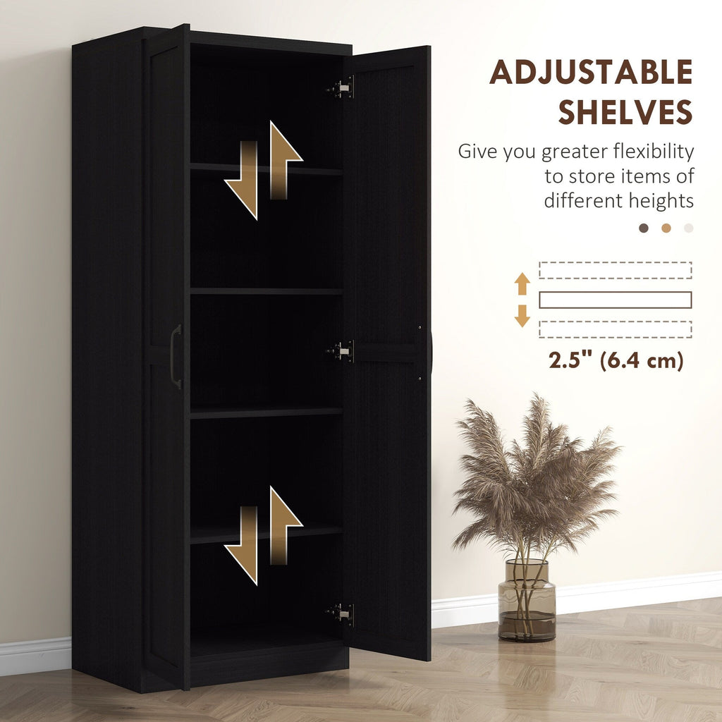 HOMCOM 63 Garde-manger de cuisine à 2 portes, meuble de rangement indépendant avec étagères à 5 niveaux et 2 étagères réglables pour salle à manger