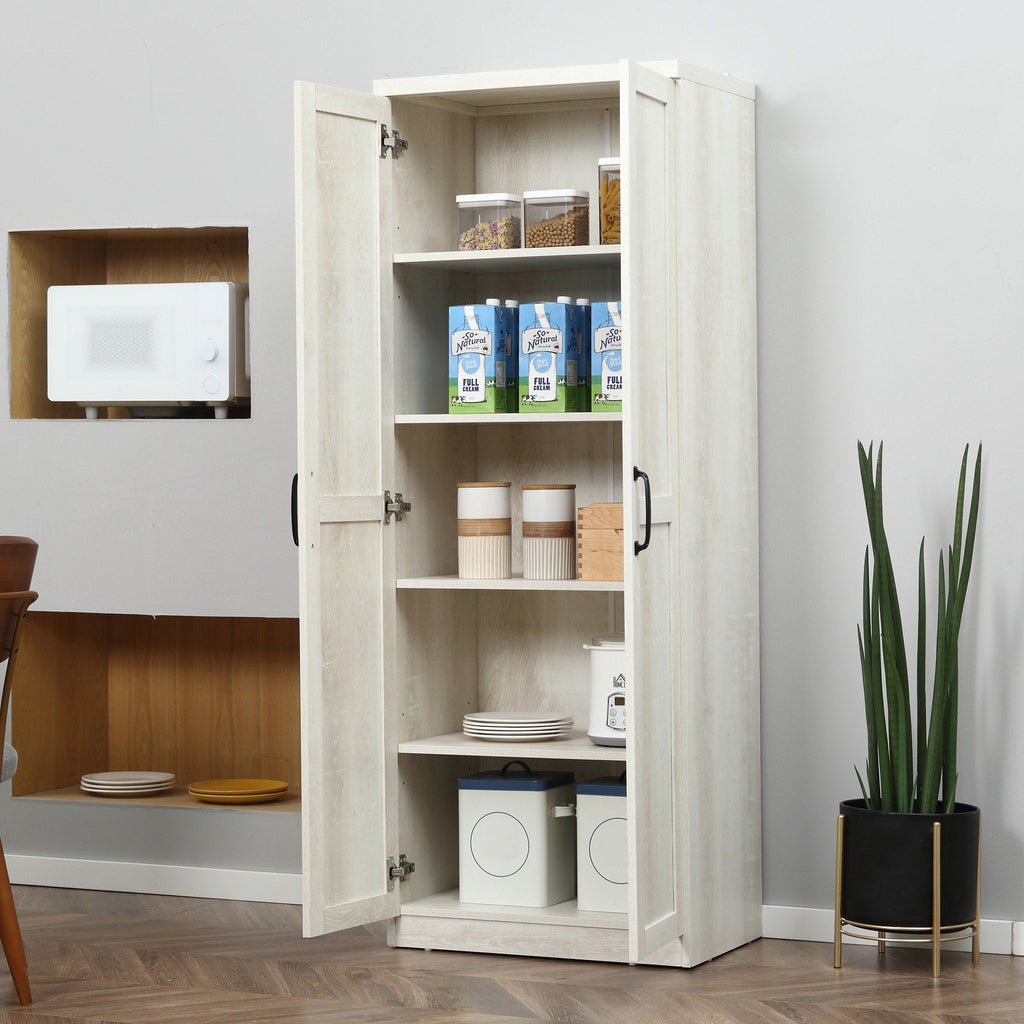 HOMCOM 63 Garde-manger de cuisine à 2 portes, meuble de rangement indépendant avec étagères à 5 niveaux et 2 étagères réglables pour salle à manger