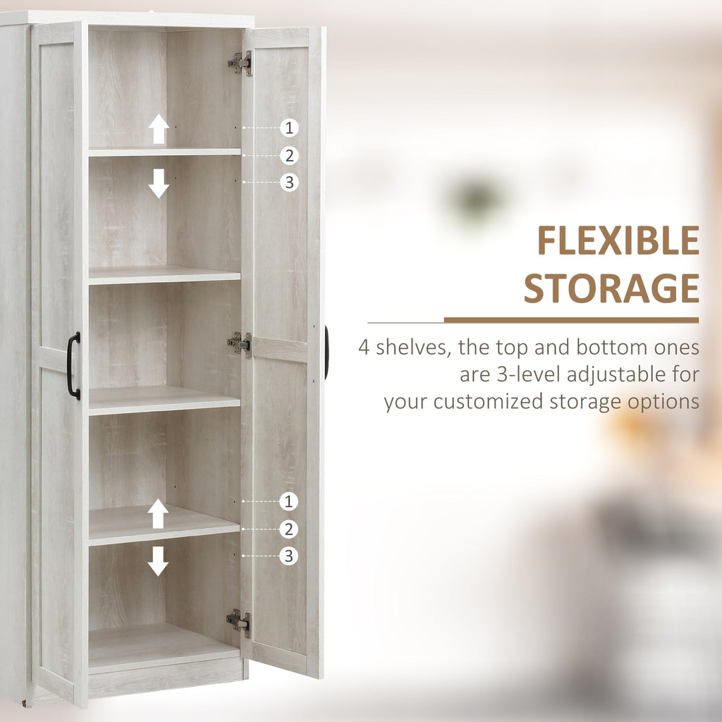 HOMCOM 63 Garde-manger de cuisine à 2 portes, meuble de rangement indépendant avec étagères à 5 niveaux et 2 étagères réglables pour salle à manger