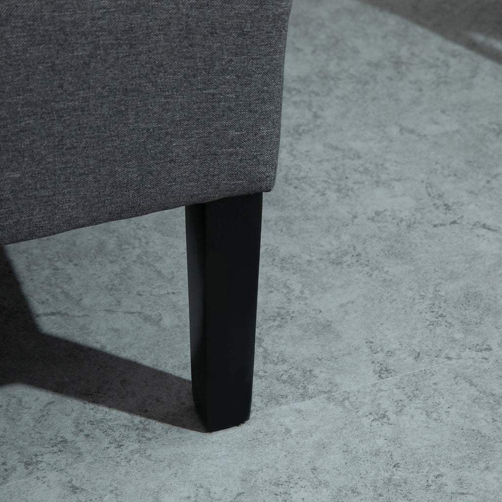 Canapé double capitonné sans accoudoirs en tissu lin HOMCOM avec pieds en bois - 28,75 x 43,25 x 36,5 cm