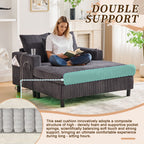 Canapé-lit inclinable surdimensionné HOMEFUN en velours côtelé avec éclairage LED RVB, porte-gobelet, port USB et 3 oreillers