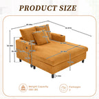 Canapé-lit inclinable surdimensionné HOMEFUN en velours côtelé avec éclairage LED RVB, porte-gobelet, port USB et 3 oreillers