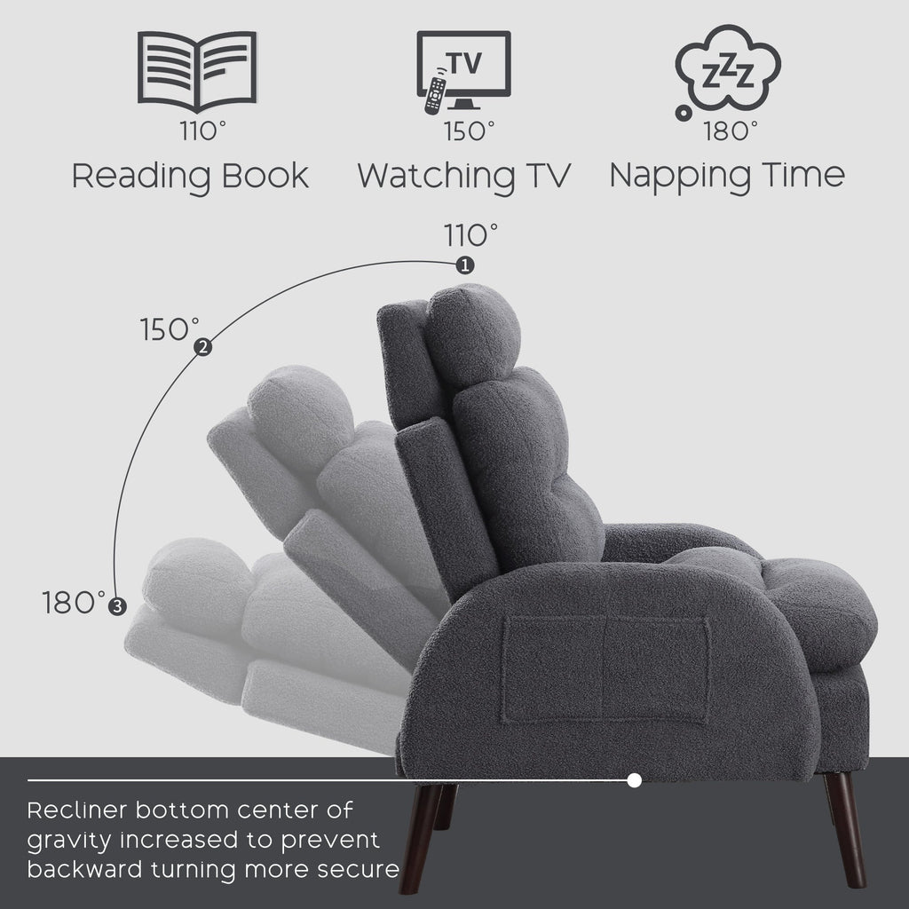 Fauteuil d'appoint HOMYKA avec dossier réglable et pouf de rangement