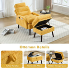 Fauteuil d'appoint HOMYKA avec dossier réglable et pouf de rangement