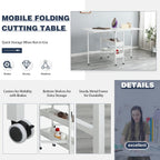 Table de bricolage réglable en hauteur avec étagères de rangement, table de découpe pliante mobile pour la maison, le bureau, la salle de couture, la salle d'artisanat
