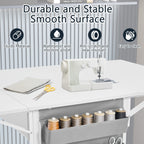 Table de bricolage réglable en hauteur avec étagères de rangement, table de découpe pliante mobile pour la maison, le bureau, la salle de couture, la salle d'artisanat